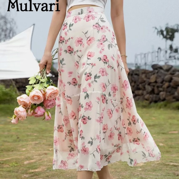 Shein Mulvari Floral Print High Waist Skirt Size M US 6 - Picture 2 of 2